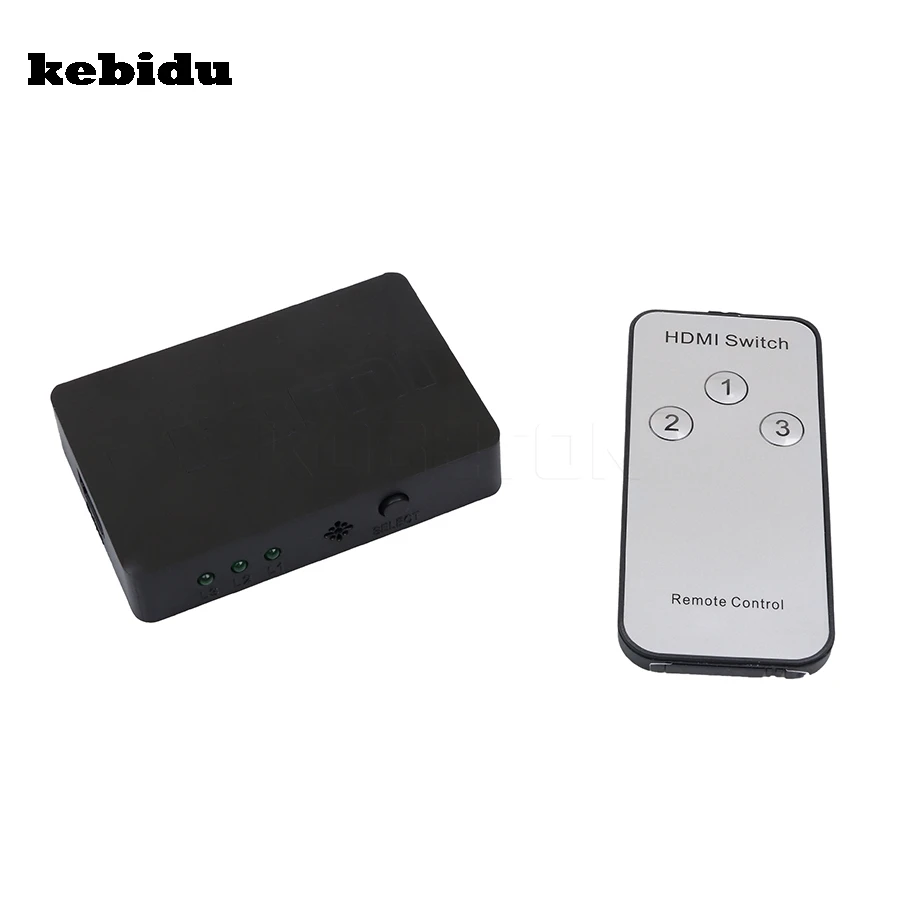

kebidu New 3x1 MINI HDMI Splitter 3 Port Hub Box Auto Switch 3 In 1 Out Switcher 3D 1080p HD 1.4 With Remote Control