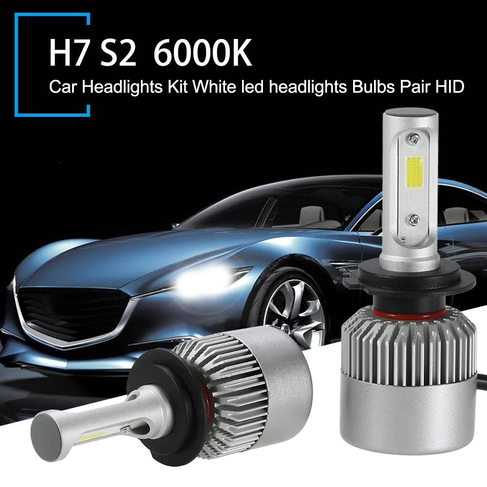 

Car Headlights Kit for H1 S2 500W 80000LM 6000K White led headlights Bulbs Pair HID COB LED Chips Auto Headlamp Kits