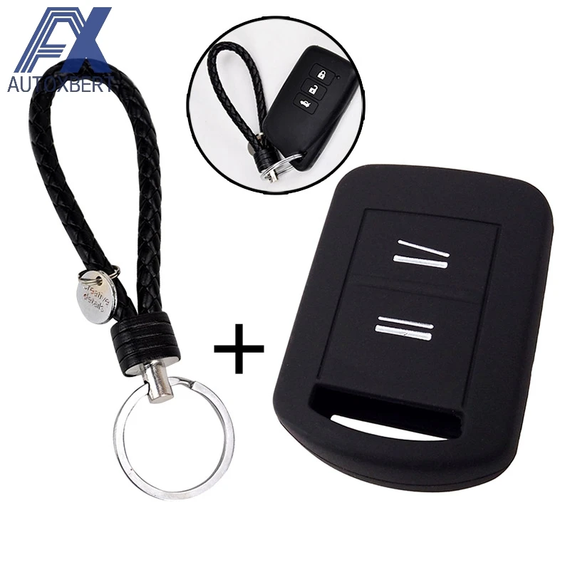 

AX Silicone Key Fob Cover w/Pu Leather Key Chain Ring Fit For Vauxhall Opel Corsa Agila Combo Meriva Tigra Remote Case Holder