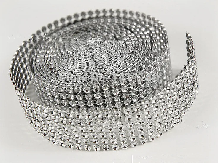 

10yard /lot Glitter Silver Wedding Diamond Mesh Wrap Roll Sparkle Rhinestone Looking Ribbon wedding decoration cake accessory