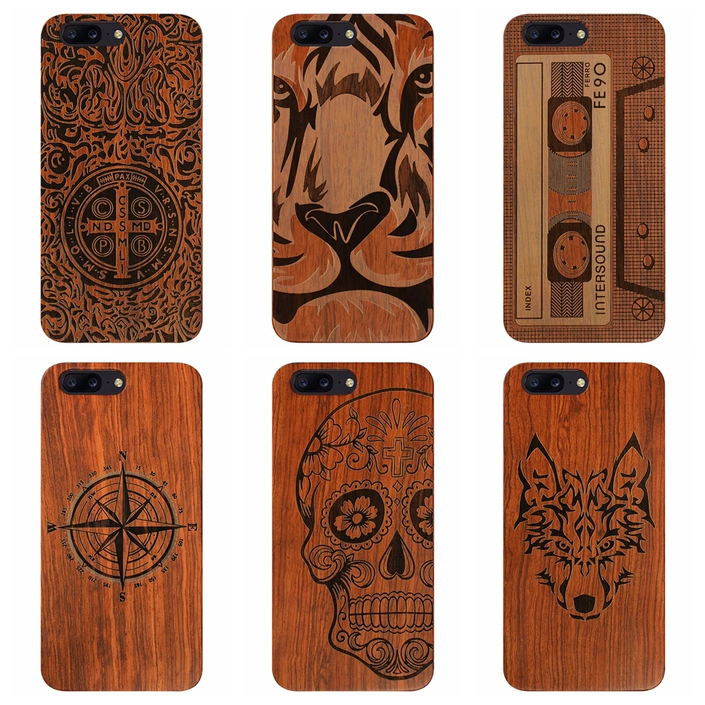 Luxury Natural Wood Phone Cases For Oneplus 5 Case Compass Wolf Wooden Oneplus5 Protection Cover One Plus Shockproof | Мобильные