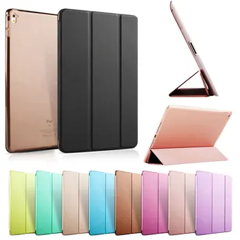 

For iPad Air 2 9.7 inch Tri-fold Flip Stand Cover PC Back Protective Tablet Case For iPad 6 9.7 Inch Auto Sleep Wake Smart Case