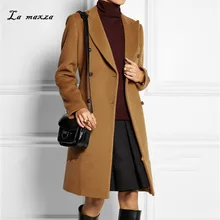 Winter Women Wool Coat Elegant Warm Long Coat Korean Style Fashion Camel Womens Coats