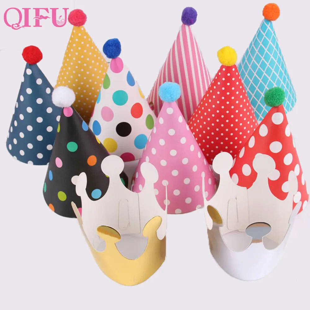 

QIFU 11 Pieces Happy Birthday Party Hats DIY Baby Shower Cap Crown Kids Favors Party Photograph Items Birthday Gifts Supplies