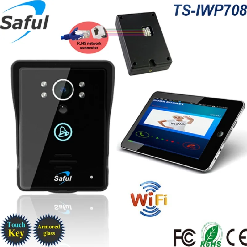 

Saful Wireless Wifi Wide Angle Video Intercom System Two-way audio Wifi Waterproof Video Doorbell with 7"tablet for smart home