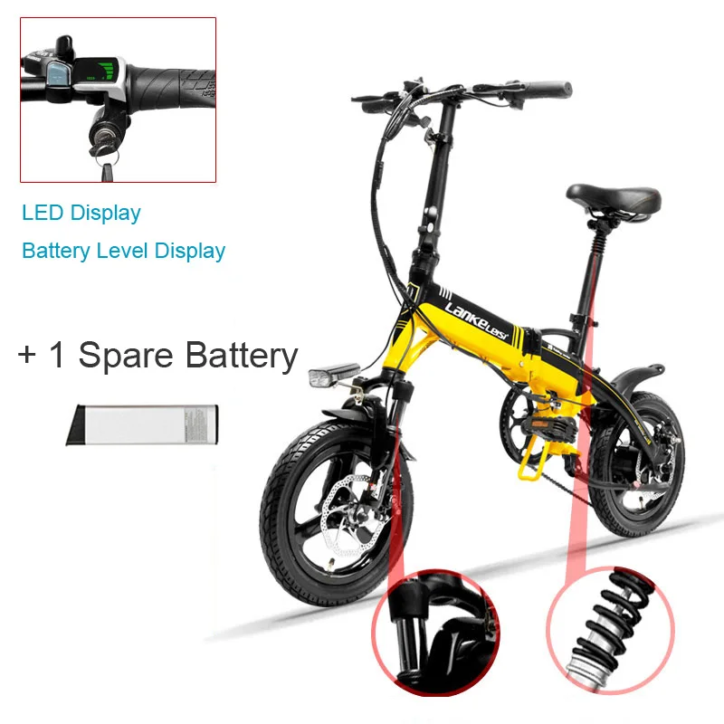 A6 скрытый аккумулятор мини портативный складной электровелосипед, 14 дюймов электрический велосипед, дисковый тормоз, обод из магниевого сплава, высокое качество - Цвет: Black Yellow A Plus