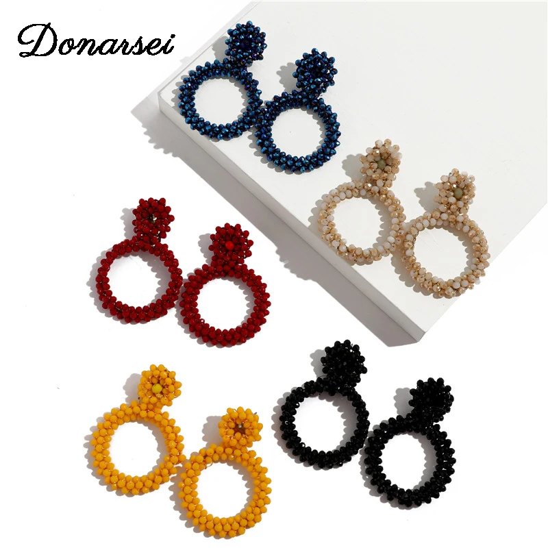 

Donarsei Ethnic Handmade Colorful Beaded Earrings For Women Bohemian Round Drop Dangle Earrings Boho Jewelry