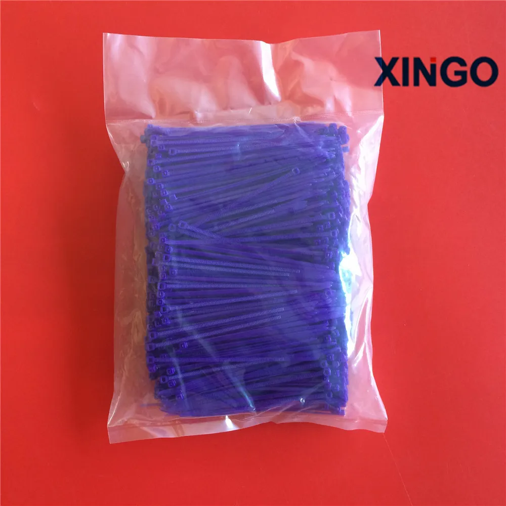 Xingo 100 мм самоблокирующиеся Нейлоновые кабельные стяжки 1000 шт цветная пластмассовая застежка-молния 18 фунтов UL RoHS SGS одобрено - Цвет: Фиолетовый
