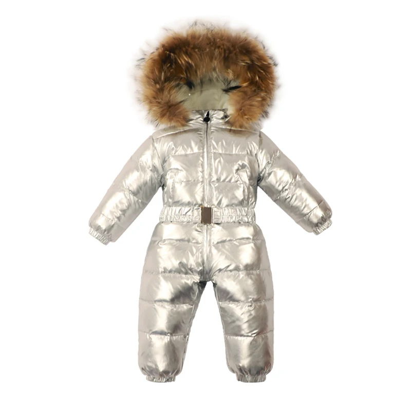 2018 New Childen Duck down Snowsuit Kids Winter Jumpsuit Baby Newborn Overalls Boys Girls Silver Go
