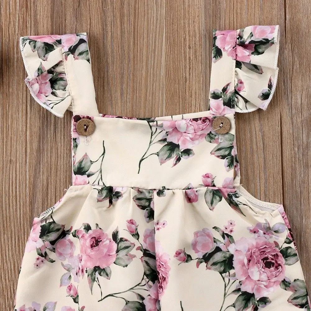 Newborn Toddler Infant Baby Girl Strap Flower Romper Jumpsuit Outfit Sleeveless Sunsuit Baby Summer Clothes 0-24M baby rompers,cotton jumpsuit,baby jumpsuit,baby clothing