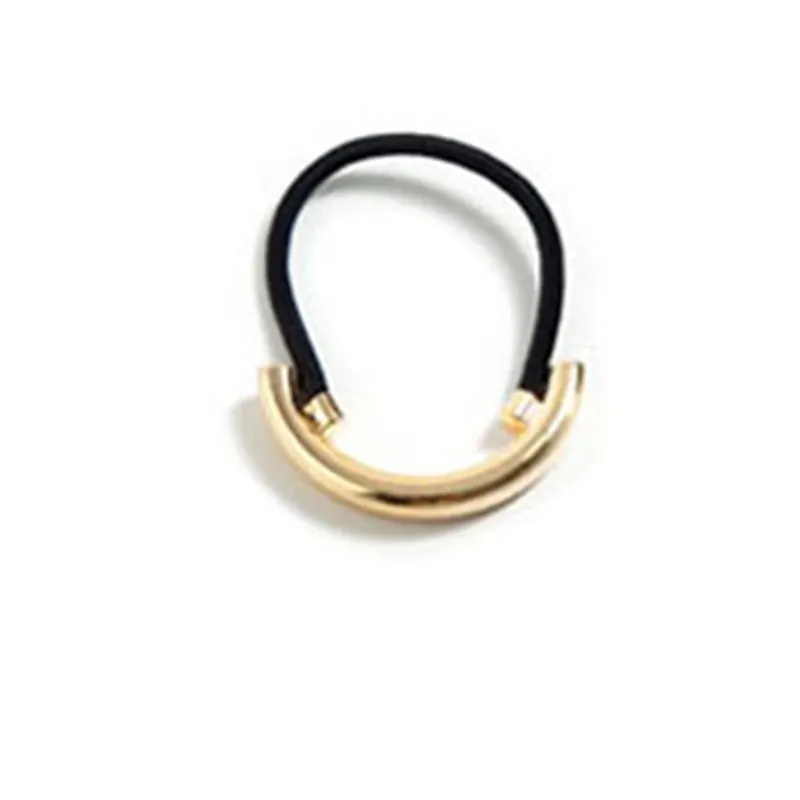 Простой в Корейском стиле и благородное металлическое кольцо для волос резинка для волос Веревка Аксессуары для волос, резинки - Цвет: Золотой