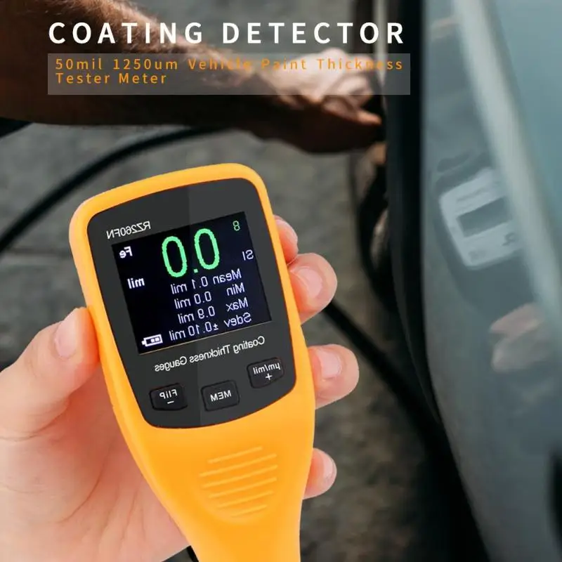 

50mil Car Body Tester Detailing Tool Auto Coating Thickness Gauge Car Paint meter 50mil 1250um Tester