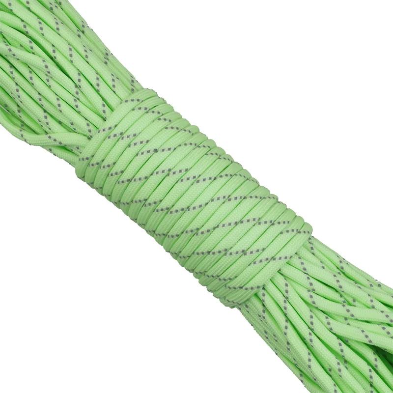 Светоотражающий светящийся Паракорда с 9 прядей шнур защищенный от непогоды браслет комплект шнурок для рукоделия Кемпинг Пеший Туризм свечение в темнота парашют шнур - Цвет: Green reflective