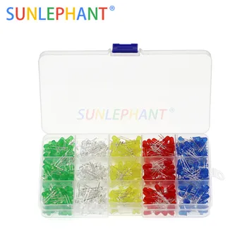 

5MM LED Diode Kit Mixed Color Red Green Yellow Blue White 5value*100pcs