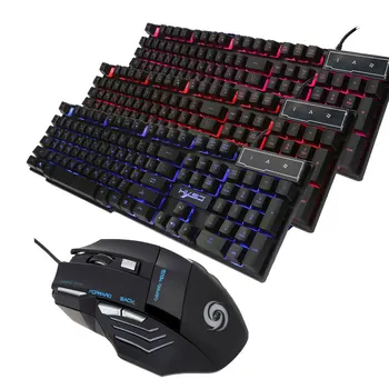 

Russian English Gaming Keyboards 3 Backlight Modes Russia Version Fire Cracks Keyboard +3200DPI Gamer Laser Mouse USB Wired Mice