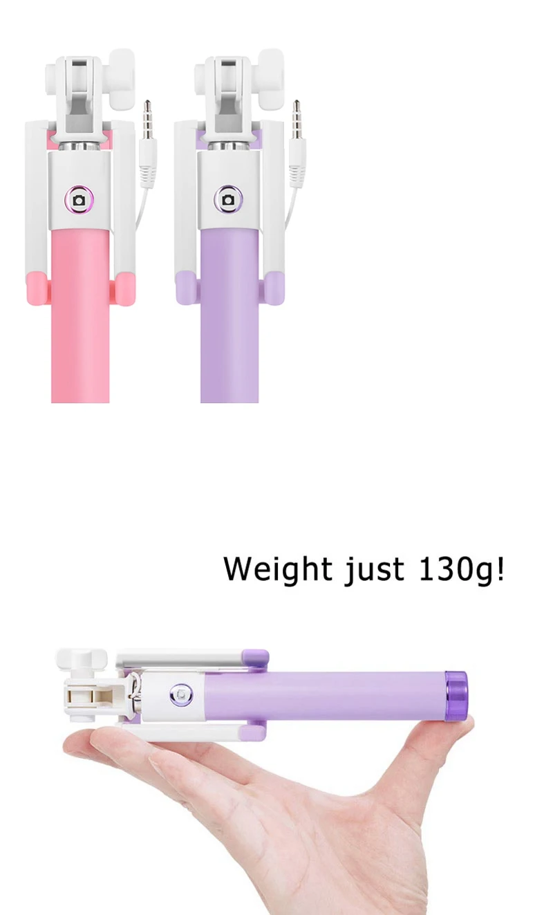 Mini Selfie Stick With Button Wired Silicone Handle Monopod Universal For iPhone 6 5 Android Samsung Huawei Xiaomi Sticks (23)
