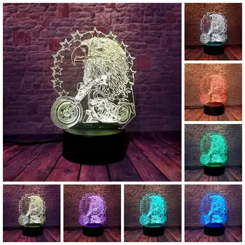 

3D Illusion Led Lamp LED 7 Colors Changing Nightlight Desk Decor Motorcycle Eagle Animal Figure Light-up Model Toys