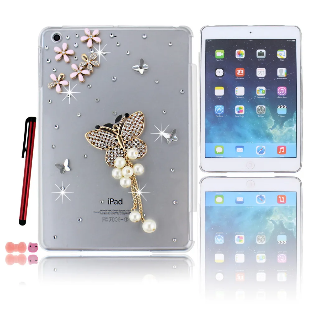3D handmade golden crystal diamond butterfly pearl pendant tablet
