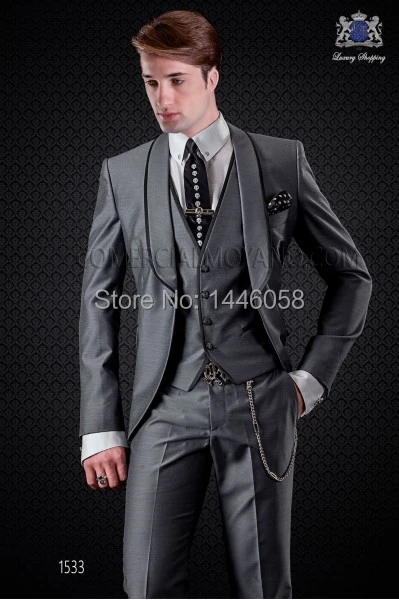 trajes de italiano para hombre a medida Slim Fit Sliver gris traje de boda esmoquin para hombres padrinos de boda trajes graduación 3 pieza|designer tuxedo|tuxedo designtuxedos for men -