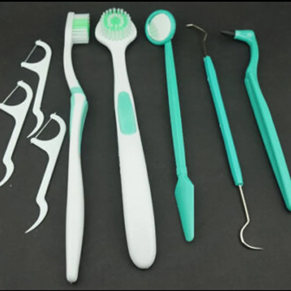 

Remove Stains Portable Travelling Dental Care 8Pcs/Set Tooth Clean Kits Floss Oral Hygiene Cleaning Tool Set