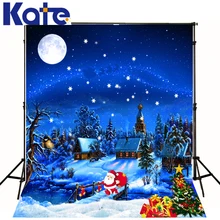 Kate Merry Christmas Фон фотографии голубое небо ночь снег земля фон фотостудия Санта Клаус Рождественская елка J01688
