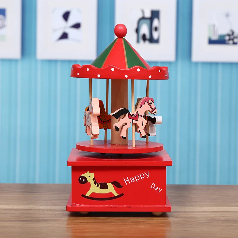 Карусель круглый Музыкальная Карусель лошадь деревянная музыкальная карусель toy box детская игра Home Decor Рождество Свадьба День рождения подарок