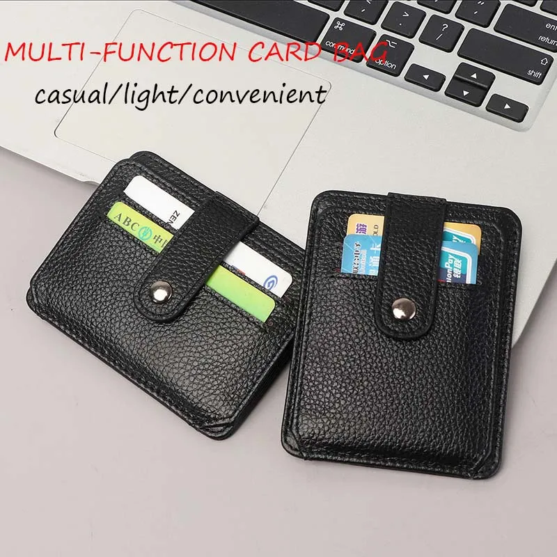 

Slim Buckle Card Holder Men Women Genuine Leather Credit Card Holder Mini-Card Holder with Coin Purse Change Bag