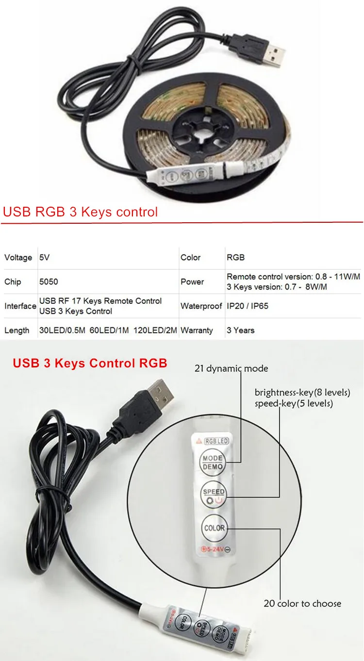 12 Вт/м/60 светодиодный цветной ТВ ПОДСВЕТКА светодиодные полосы USB 5 в 5050/2835/3528 SMD 50 см Смола гибкий теплый белый синий красный зеленый