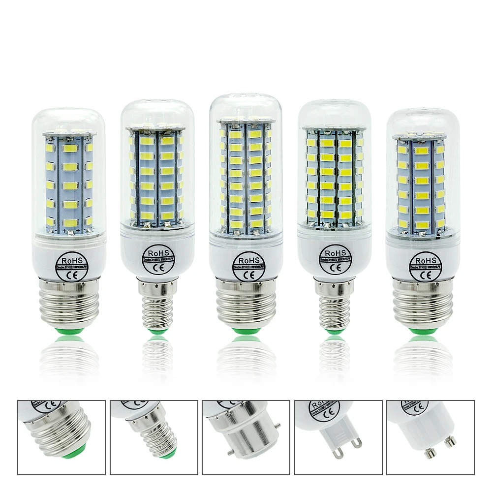 Светодиодсветильник лампочка E27 E14 B22 G9 Gu10 5730 SMD 220V 230V кукурузная лампа теплый