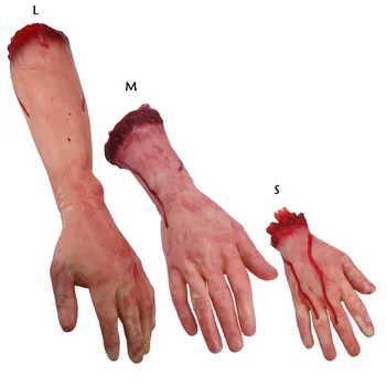 

Horror trick Toy Scary Prop Latex Stump Bloody Cut Hand Leg Bone Halloween Gift Practical Joke rubber artificial broken hand