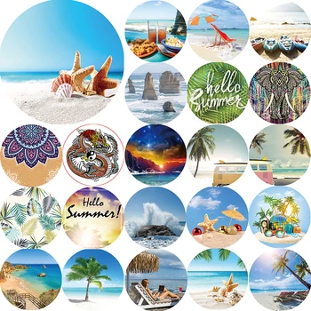

Hot sale tropical sea landscape sea star animal beach towel elephants hello summer Round beach towels size 1500*1500mm
