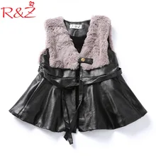 R& Z/Одежда для девочек комплекты с платьем г. Зимнее платье без рукавов из искусственной кожи+ плюшевый жилет, комплекты для детей, детская одежда k1