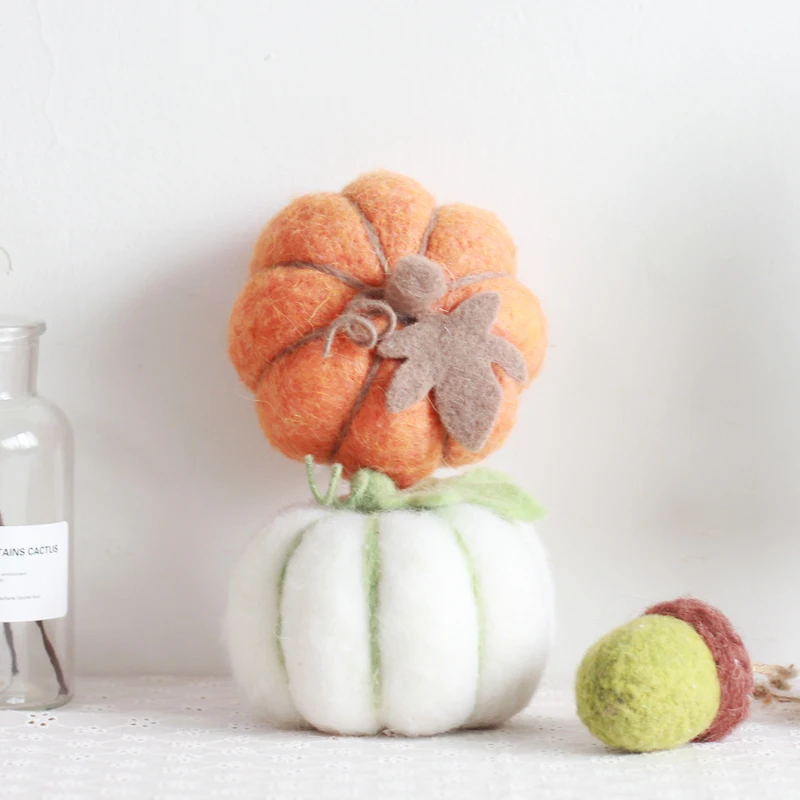 

Felt DIY Craft Christmas Decorations For Home Yellow Pumpkin Green Tree Ornaments Halloween Decor