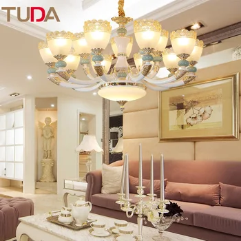

TUDA LED Chandelier Ceramic Chandelier Living Room Bedroom Dining Room Frosted Glass Zinc Alloy Chandelier E14 110V 220V