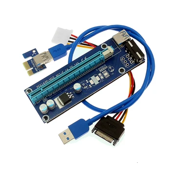 

USB 3.0 For bitcoin Miner PCI-E Riser PCI Express Extender Riser Card 1X to 16X Adapter with SATA 15 Pin-4Pin Power Cable WK01