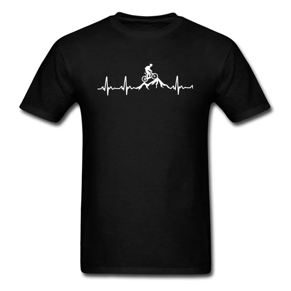 Printed Mountain-Bike-Heartbeat comfortable Short Sleeve Summer Autumn Tops Tees Cute O-Neck Pure Cotton Tops Tees Youth T Shirt Mountain-Bike-Heartbeat black