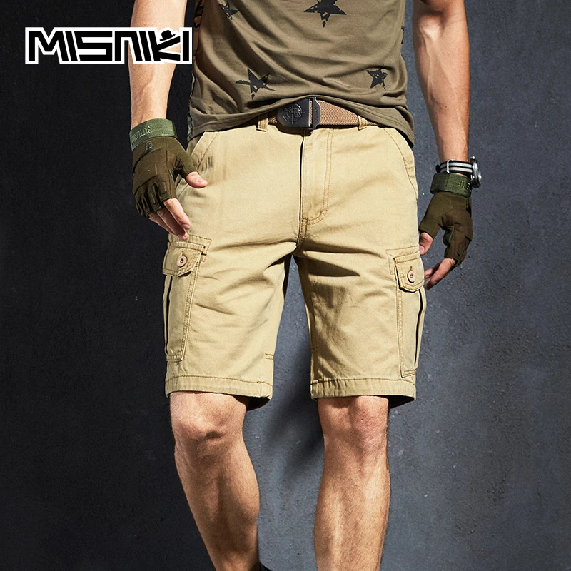 Misniki 2020 新夏のカーゴショーツ男性マルチポケット綿軍事戦術