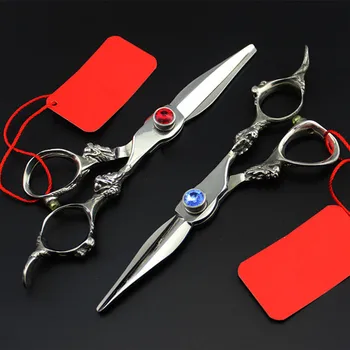 

New Upscale Germany 440c 9cr13 6 inch gem Dragon hair scissors hair clipper scissor barber cutting shears hairdressing scissors
