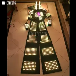 Костюмы со светодиодами костюм робота из светодиодов Хэллоуин костюм робота со светодиодами с шлемом Красочный светодиодный робот одежда