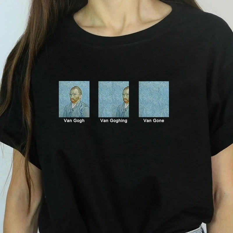 

kuakuayu HJN Unisex Van Gogh Van Goghing Van Gone Meme Funny T-Shirt Hipsters Cute Printed Tee