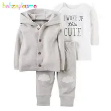 Костюм для новорожденных мальчиков и девочек, 3 предмета, 0-24 месяцев, весна-осень детские комбинезоны для дня рождения+ куртки+ штаны, комплект одежды для младенцев, BC1296