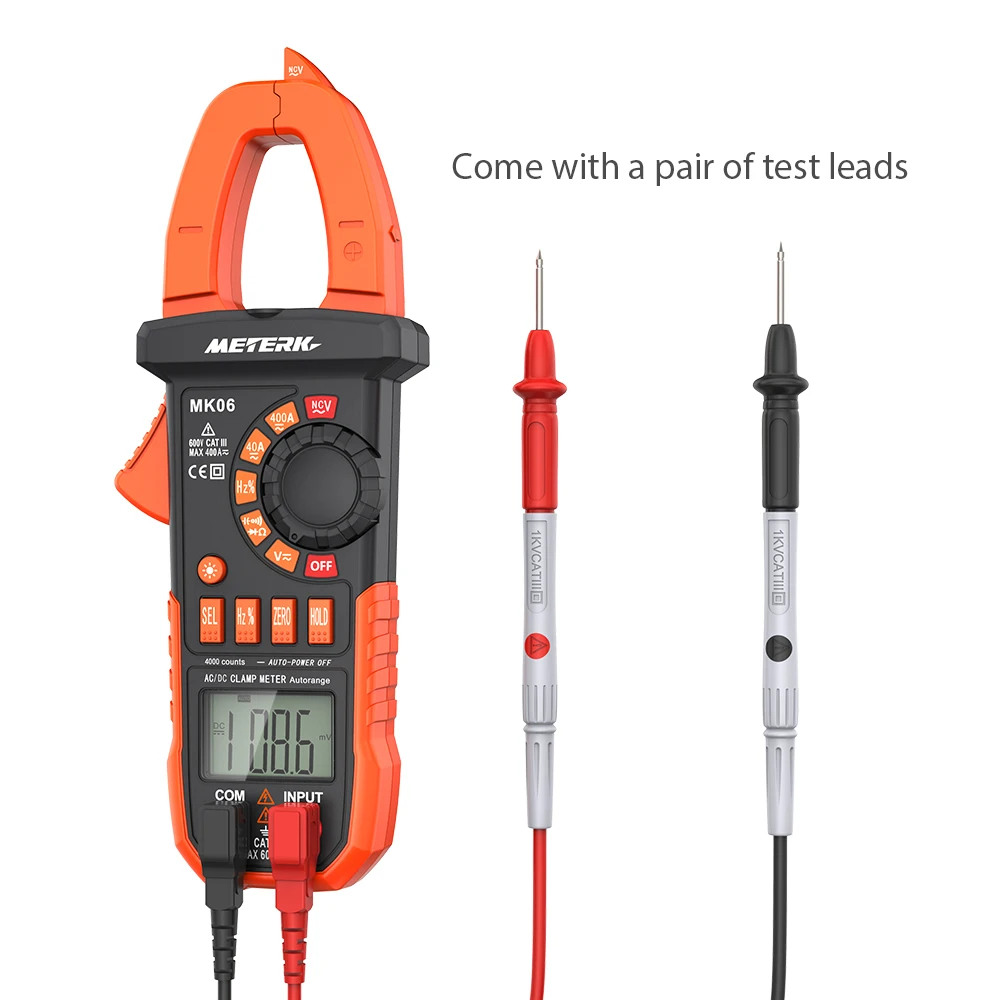 

Meterk Digital Clamp Meter AC/DC Voltage Current Clamp Multimeter Capacitance Resistance Frequency Diode Hz Tester Auto-rangingw