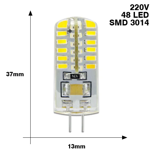 10 шт. G4 Светодиодный светильник высокой мощности 3 Вт SMD2835 3014 DC 12 В AC 220 В белый/теплый белый светильник, заменить галогенный Точечный светильник, люстра - Испускаемый цвет: G4 220V 3014 48L