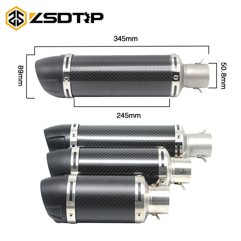 

ZSDTRP Motorcycle Exhaust Muffler Carbon Fiber Modified Motorbike Exhaust Pipe Muffler For GP ATV Quad With DB Killer
