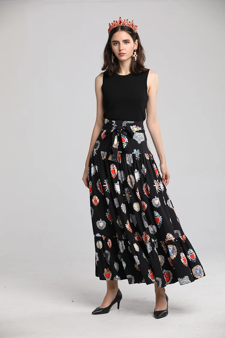 Новинка 2019 весенние элегантные юбки с высокой талией шикарная Женская юбка с поясом D790