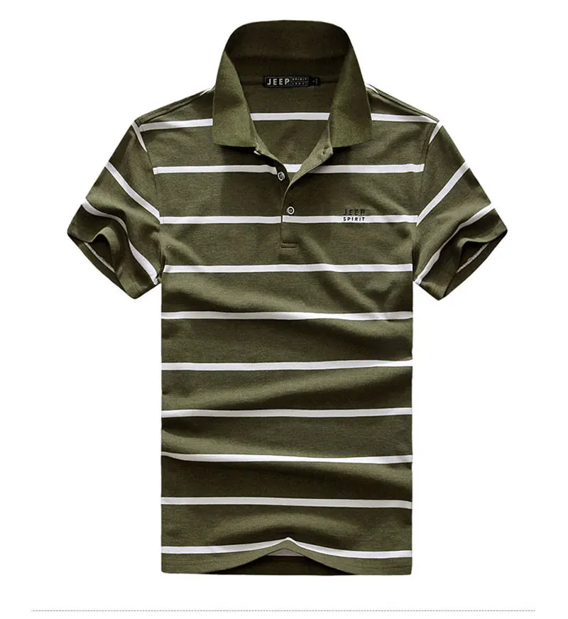 JEEP Brand Men's Polo Shirts Short Sleeve Loose Summer Pinstripe Men Fashion Cotton Men's Breathable Smart Casual Straight Tops (3)