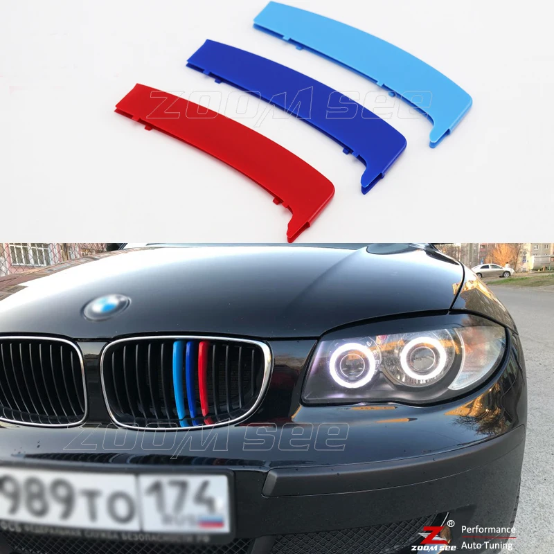 Tanie 3D M Sport przedni grill zgrabna gazy osłona grilla cap naklejki dla 2003 2011 BMW 1 seria E87 E81 E82 e88 116 118 120 130