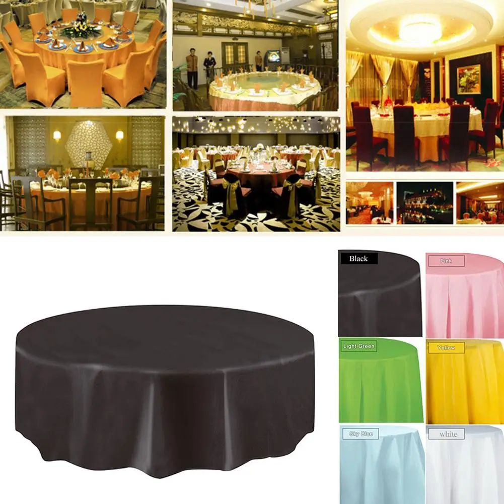 

PEVA Disposable Waterproof Solid Color Party Round Tablecloth Table Covers Solid Color For Wedding Birthday Party Table Cloth