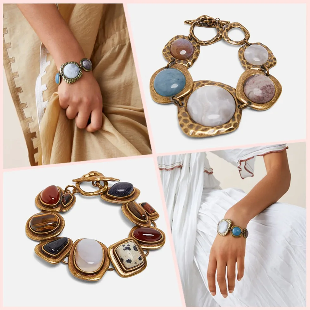 

Girlgo Vintage Beads Metal leopard Print Bracelets for Women Wedding Bangle Jewelry Party Luxury Charm Luxury Accessories Hot