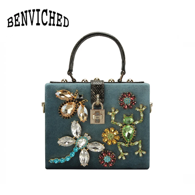 BENVICHED, Роскошная вечерняя сумка принцессы, женские сумки, дизайнерские бриллианты, натуральная кожа, женская сумка на плечо, сумка в коробке, L110